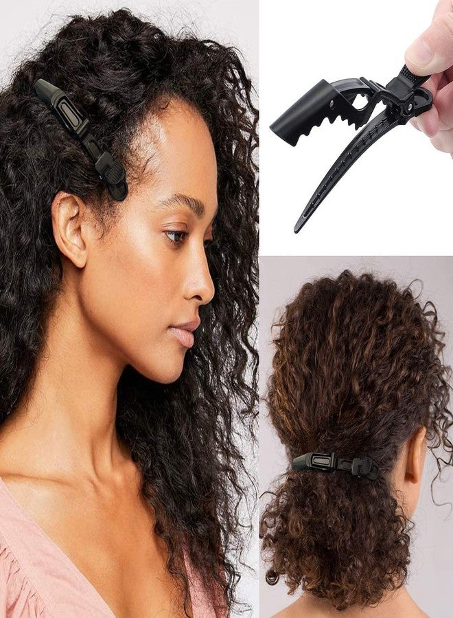 Plenteous مجموعة كبيرة من مشابك تصفيف الشعر الاحترافية، مشابك تقسيم الشعر على شكل تمساح، مشابك على شكل منقار البط، مشابك تقسيم الشعر للنساء، مشابك مانعة للانزلاق مخصصة لمصففي الشعر (أسود)، عبوة من 6 قطع. - Image 5