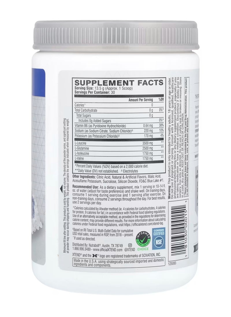 XTEND Xtend The Original 7G BCAA لاستعادة العضلات + إلكتروليتات، نكهة ثلج التوت الأزرق - 30 وجبة  - Image 2