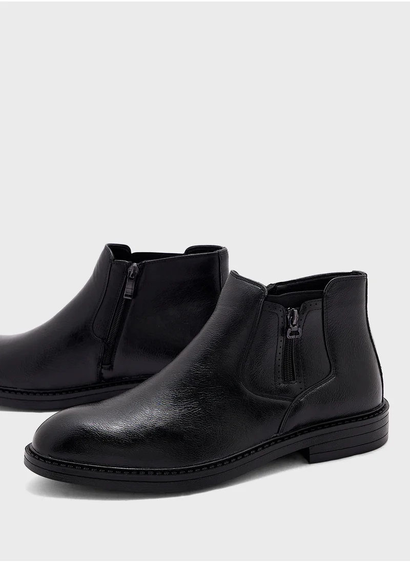 Robert Wood Zipper Detail Pull On Formal Boots