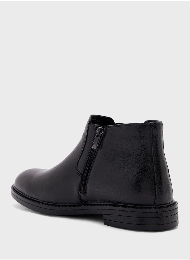 Robert Wood Zipper Detail Pull On Formal Boots