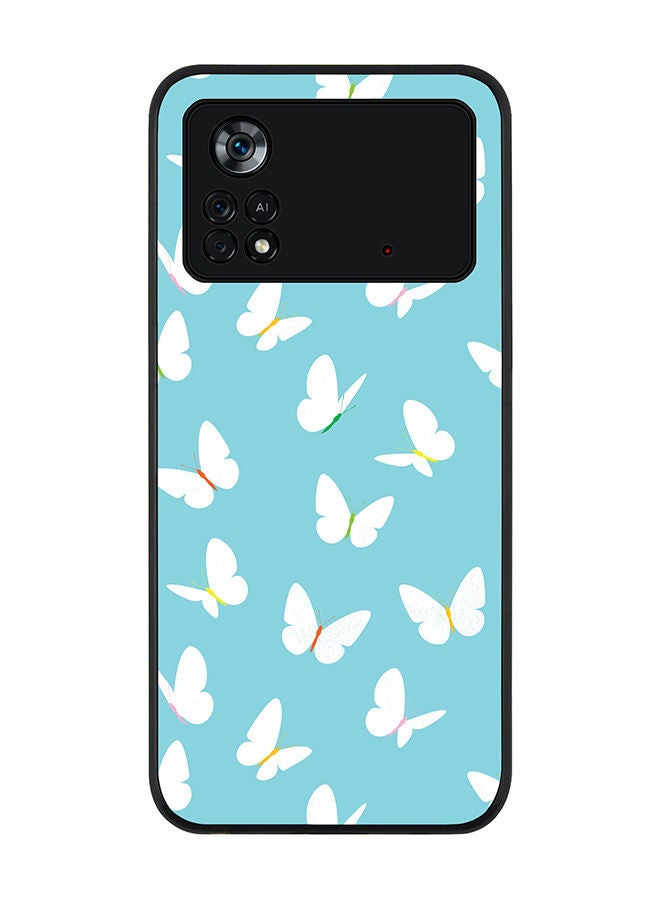 Stylizedd Rugged Black edge case for Poco M4 Pro 4G Slim fit Soft Case Flexible Rubber Edges Anti Drop TPU Gel Thin Cover - Fluttering Butterfly - Image 1