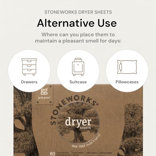 Grab Green, Stoneworks, Dryer Sheets, 80 Compostable Sheets (Birch Branch) - Image 4