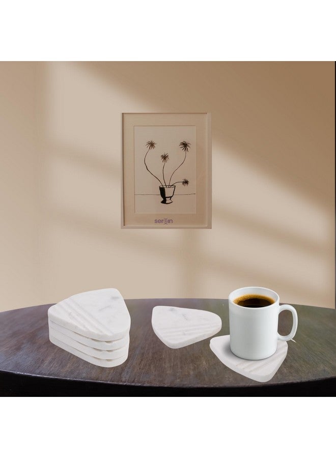 Serein SEREIN White Marble Coasters Set of 2 Unique Shape Bar Wine Tea Coffee Stone Coaster Table Decoration Drink Cocktail Dining Table Heat-Resistant for Kitchen Housewarming Gifts & Special Occasion  - Image 5