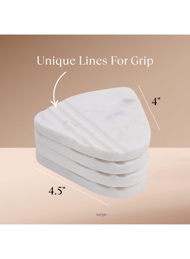 Serein SEREIN White Marble Coasters Set of 2 Unique Shape Bar Wine Tea Coffee Stone Coaster Table Decoration Drink Cocktail Dining Table Heat-Resistant for Kitchen Housewarming Gifts & Special Occasion  - Image 2
