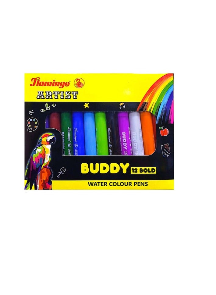 Flamingo 12 Piece Buddy Water Color Pens Multicolor - Image 1