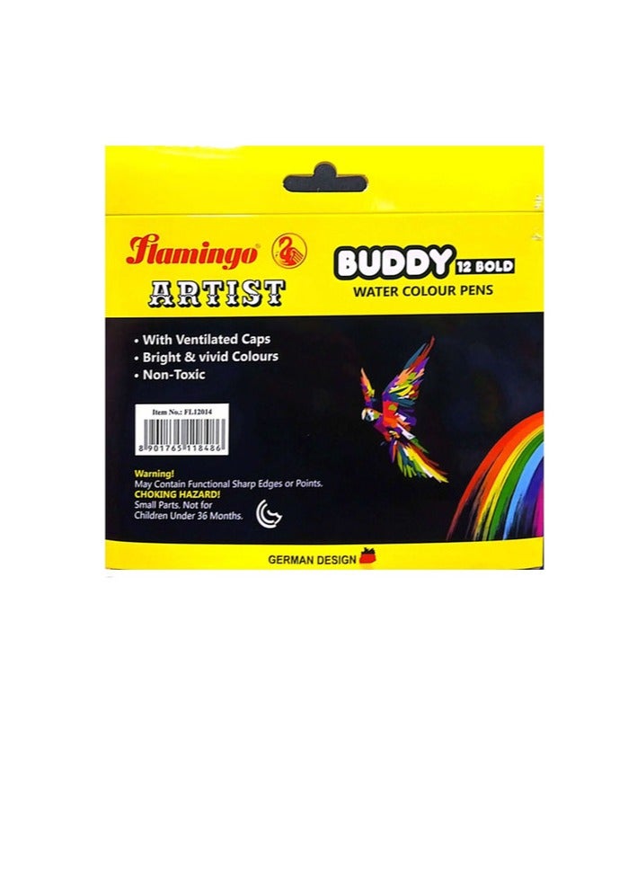 Flamingo 12 Piece Buddy Water Color Pens Multicolor - Image 2
