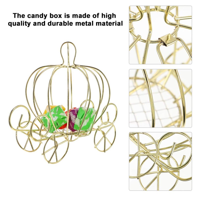Gold Wire Pumpkin Carriage Centerpiece For Wedding Birthday Special Events Candy Box - Image 3