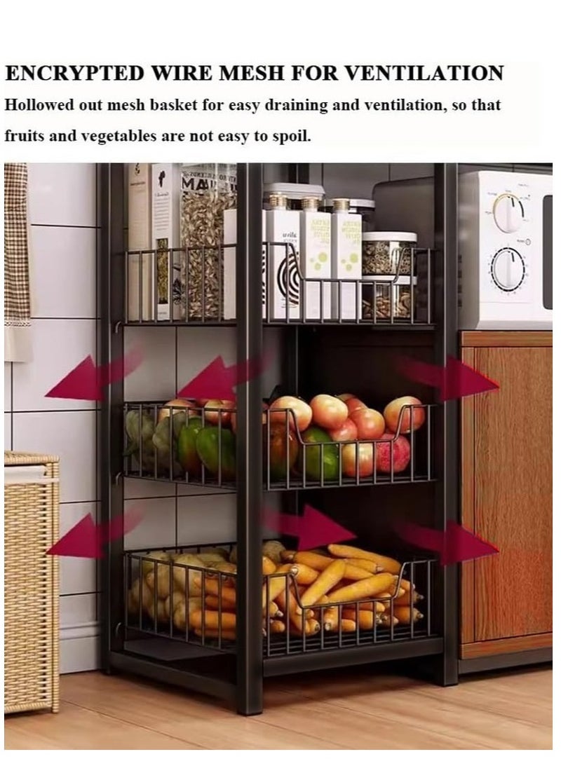 Coffee Storage cabinet, multi-shelf kitchen, with hooks, closed storage space, multi-functional storage rack for microwave oven.
