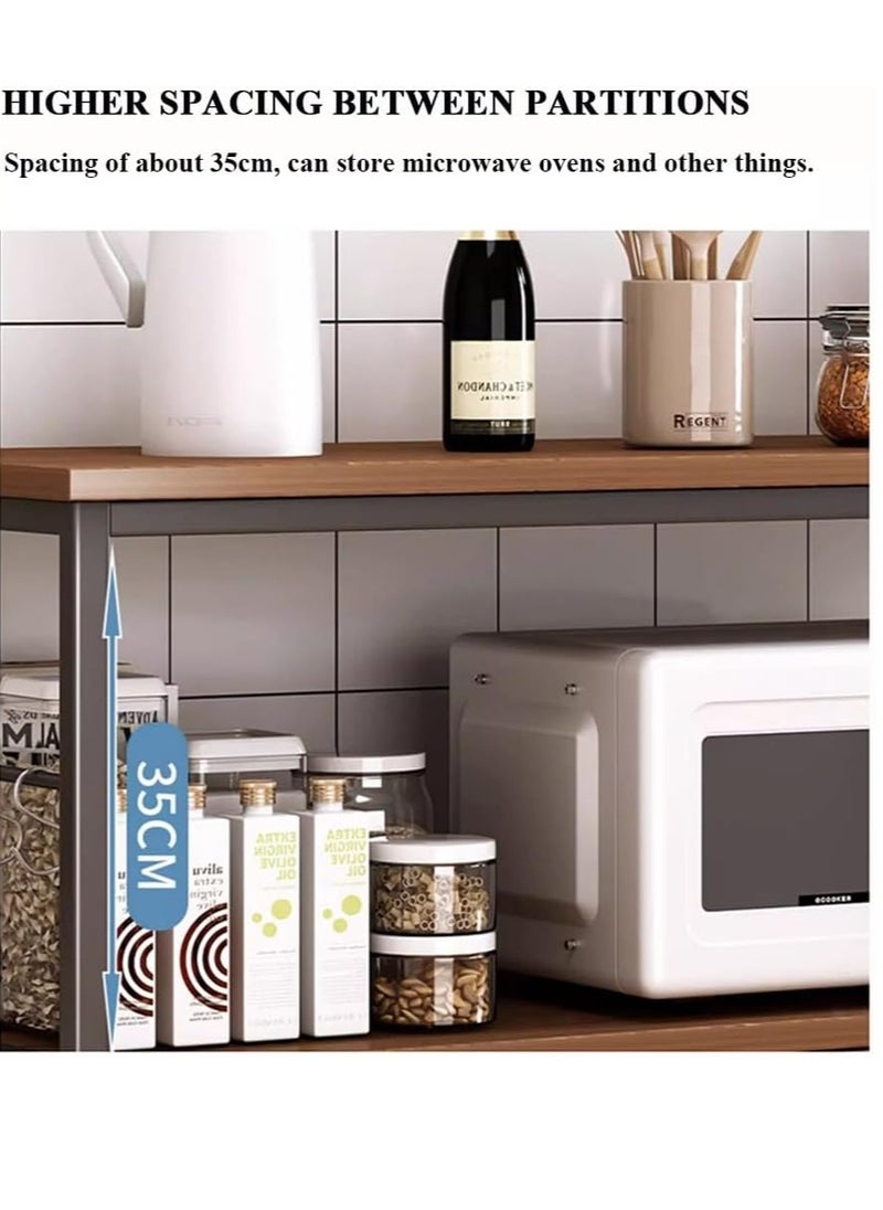 Coffee Storage cabinet, multi-shelf kitchen, with hooks, closed storage space, multi-functional storage rack for microwave oven.