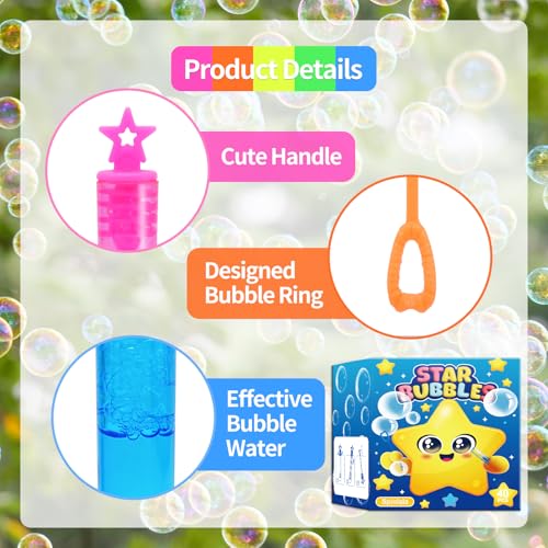 SpinLaLa 40 Pack Bubbles for Kids Party Favors - 5 Colors Mini Stars Bubble Wand Bulk with Bubbles Refill Solution Toys for Carnival Christmas Fiesta Easter Basket Goodie Bag Stuffers Birthday Gifts Supplies - Image 3