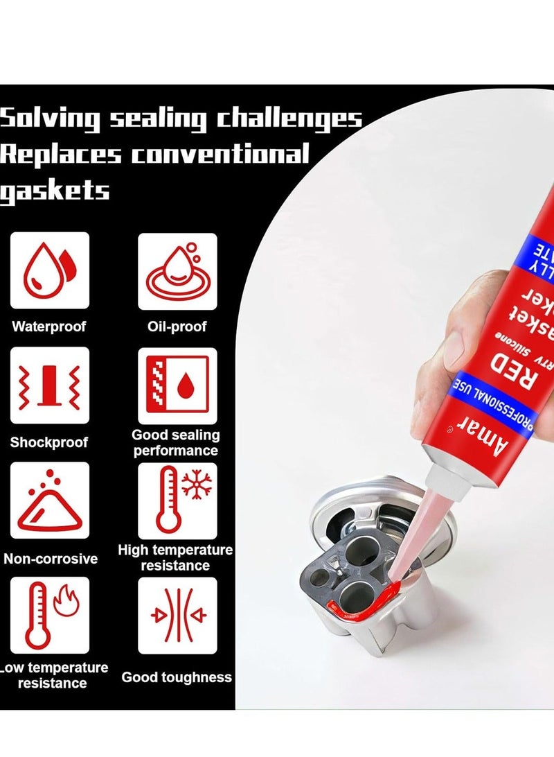 DEFAONS Amar Red RTV Silicone Gasket Maker 85g – High Temperature Resistant Engine Sealant, Automotive Gasket Replacement Compound for Valve Covers, Water Pumps, Intake Manifolds, Oil Pump Flanges, Transmission Pans, Leak Sealing Paste . ERPC 5460 - Image 5