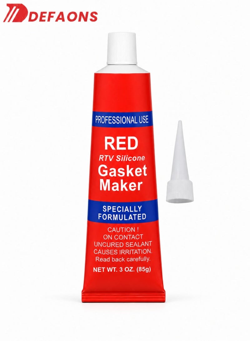 DEFAONS Amar Red RTV Silicone Gasket Maker 85g – High Temperature Resistant Engine Sealant, Automotive Gasket Replacement Compound for Valve Covers, Water Pumps, Intake Manifolds, Oil Pump Flanges, Transmission Pans, Leak Sealing Paste . ERPC 5460 - Image 1
