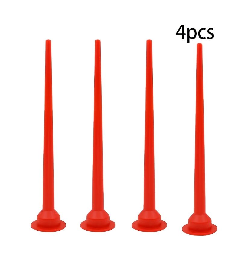 4pcs Long Slim Red Caulking Gun Extension Nozzles For Structural Adhesives - Image 1
