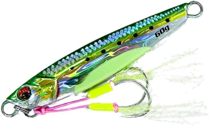 JIGGAT Alive I Jigs - 60g Metal Fishing Lure with 3D Eyes and Premium Assist Hooks