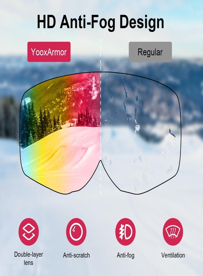 YooxArmor OTG Kids Ski Goggles, Snowboard Goggles for Kid 6-14 Years Old, Comfortable Snow Goggles Anti-Fog 100% UV400 for Youth Boys Girls Toddlers Winter Skiing Snowboarding - Image 2