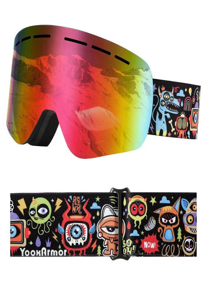 YooxArmor OTG Kids Ski Goggles, Snowboard Goggles for Kid 6-14 Years Old, Comfortable Snow Goggles Anti-Fog 100% UV400 for Youth Boys Girls Toddlers Winter Skiing Snowboarding - Image 1