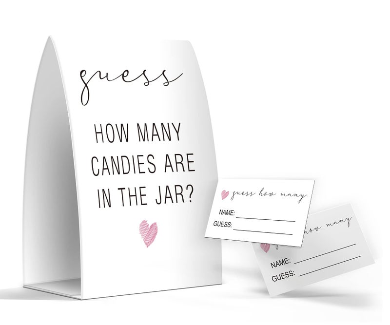 Pazag How Many Candies Are In The Jar, Baby Shower Games, Baby Shower Decorations - One Sign and 50 Cards(MANY027) - Image 1