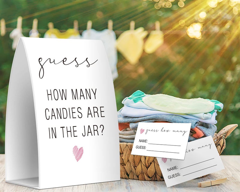 Pazag How Many Candies Are In The Jar, Baby Shower Games, Baby Shower Decorations - One Sign and 50 Cards(MANY027) - Image 3