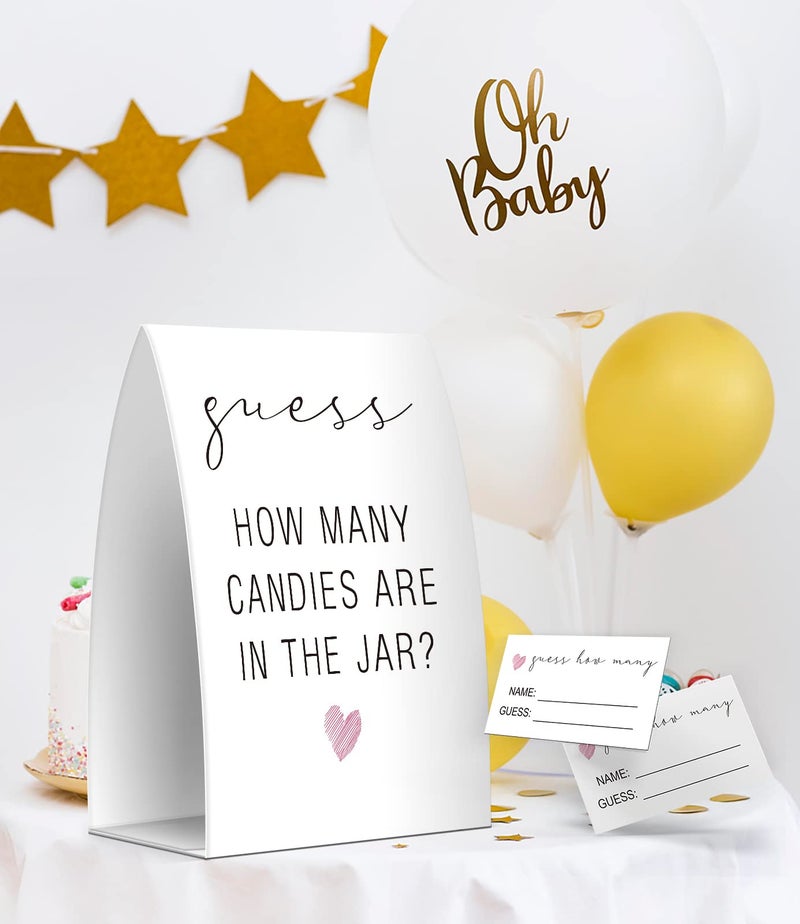Pazag How Many Candies Are In The Jar, Baby Shower Games, Baby Shower Decorations - One Sign and 50 Cards(MANY027) - Image 4