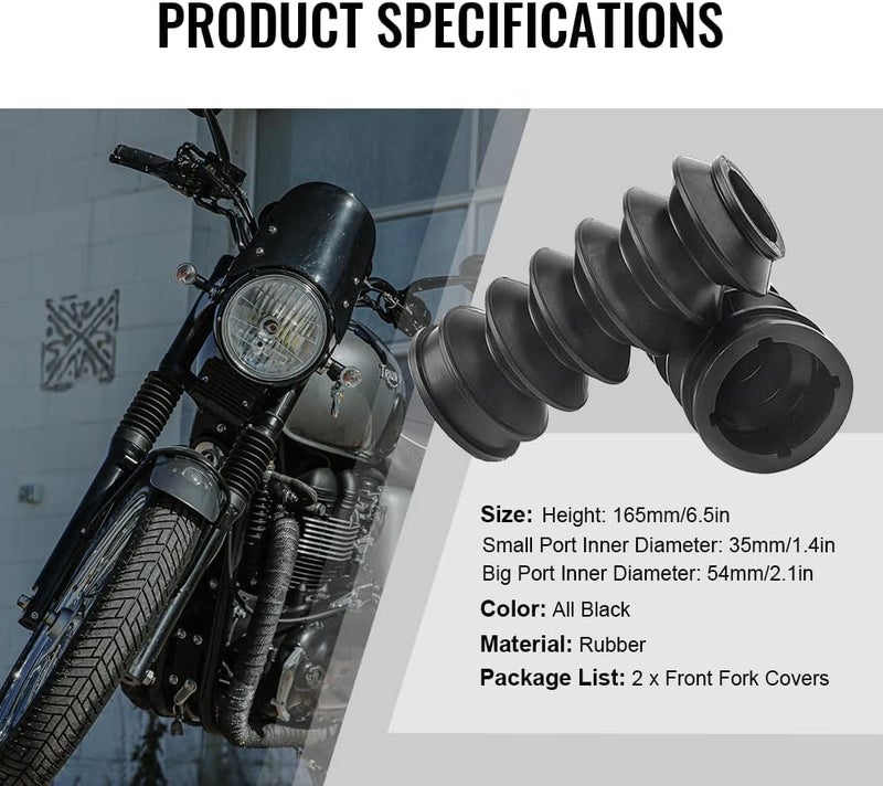 GZYF Fork Cover Front Gaiters Boot Shock Absorber 35mm for Harley Street XG500 XG750 2014 2015 2016 2017 2018, Black - Image 2