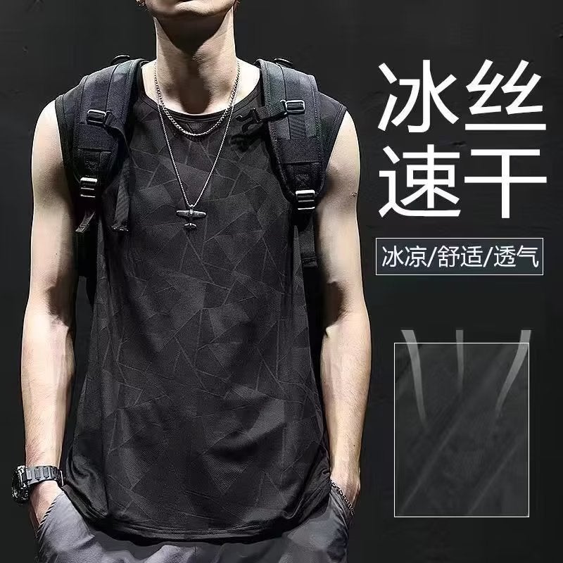 2023 Summer Mens Mesh Sleeveless Tank Top Mesh white  - Image 4