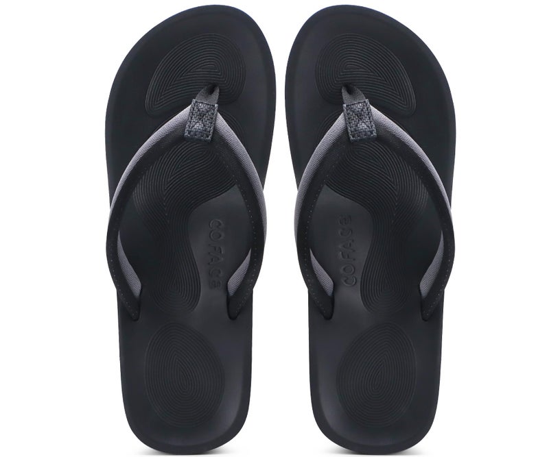 COFACE Flip Flops for Women with Arch Support Comfortable Yoga Mat Woman Beach Sandals Lightweight Orthopedic Womens Flip-Flop Slip On Summer Thong-Sandal Outdoor Size 8 Black - Image 3