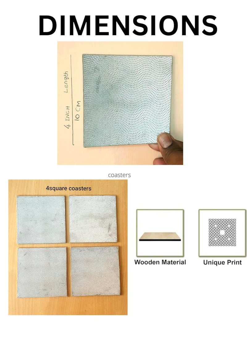 kaiporul Silver Matte Finish 4 pc Coaster Set - Image 4