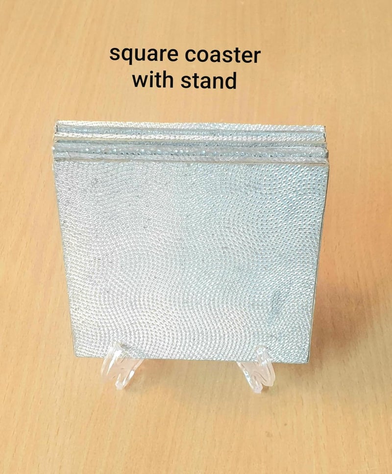 kaiporul Silver Matte Finish 4 pc Coaster Set - Image 2