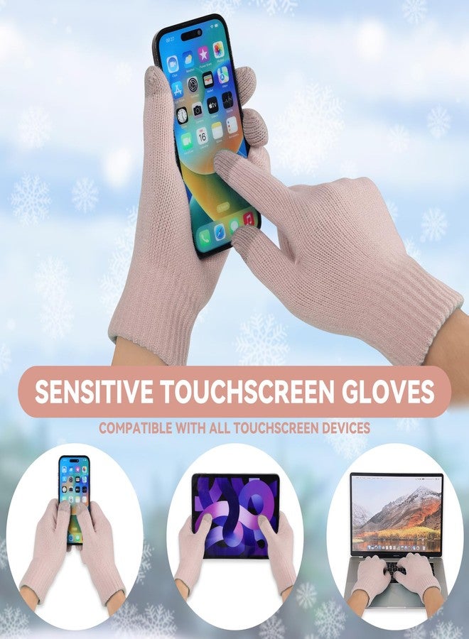 OZERO Gloves Beanie Scarf: Knit Fleece Lined Hat Women's Winter Hats Christmas Scarf For Women Warm Touchscreen Gloves For Women For Snow Cold Weather Running Driving - Image 4