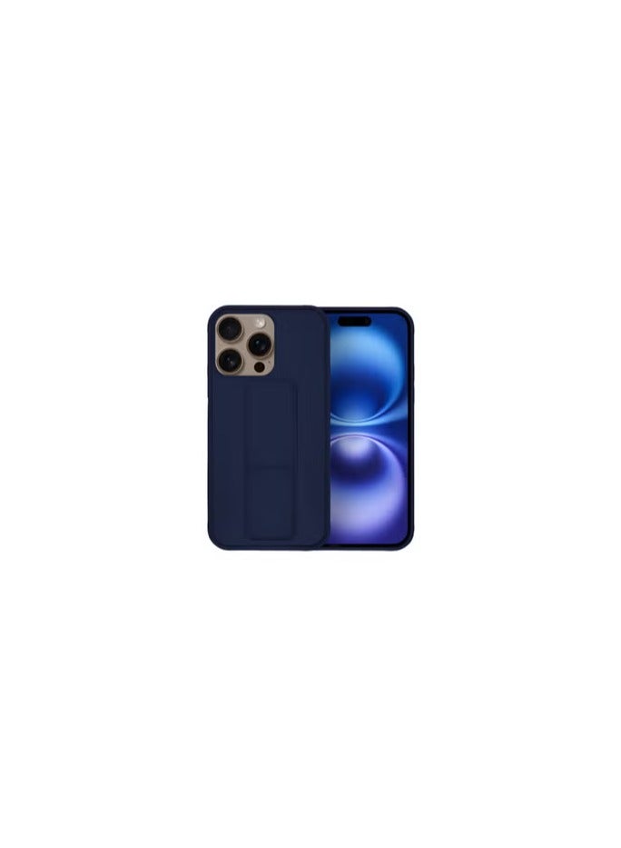 CATANES ( for iPhone 16 Pro ) Case Premium PU Leather Case with Stand Function Shockproof and Anti Scratch Finger Grip Case Cover / Dark Blue
