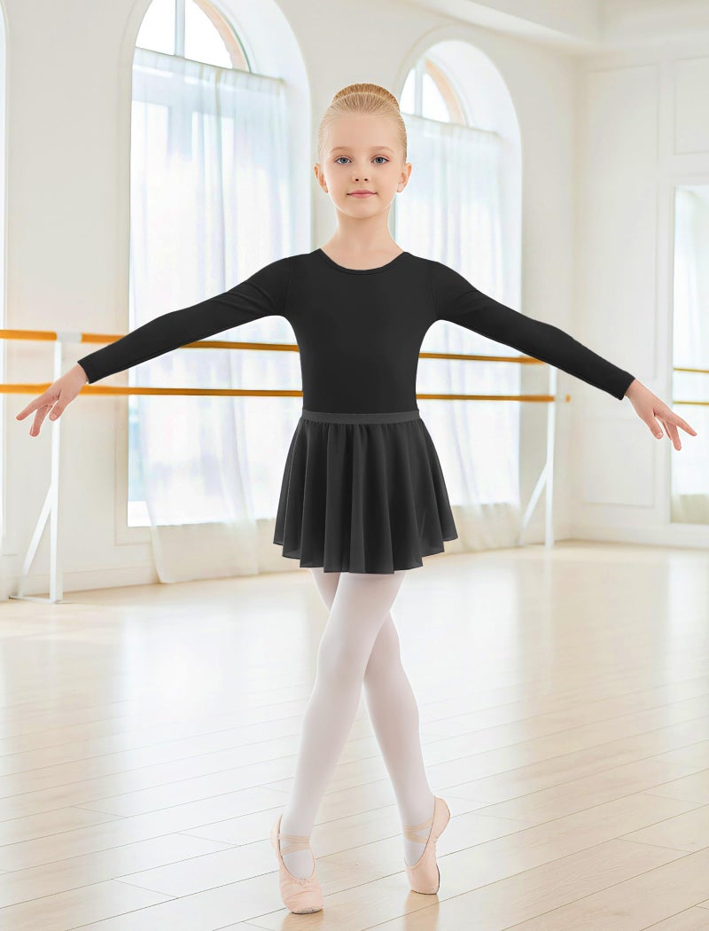Gogokids 2PCS Long Sleeve Dance Leotards with Removable Skirt, Toddler Dance Dress for Ballet Class & Performance 3-4T - Image 2