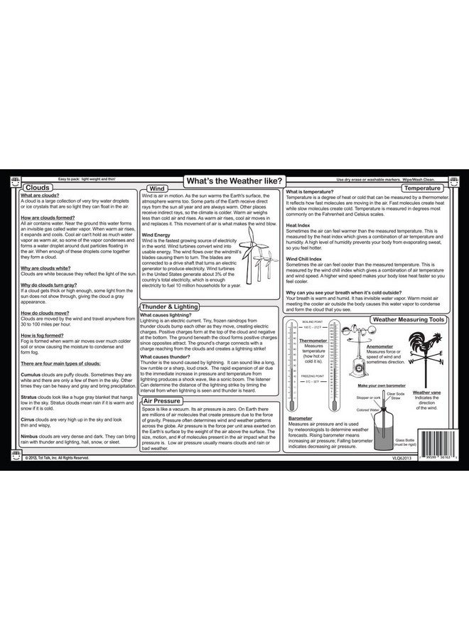 Tot Talk Everyday Skills Educational Placemat 4-Pack for Kids- Made in USA - Math, Money, Time & Weather - Ages 6-9 - Durable, Double-Sided, Waterproof, Wipeable Learning Mats - Image 4
