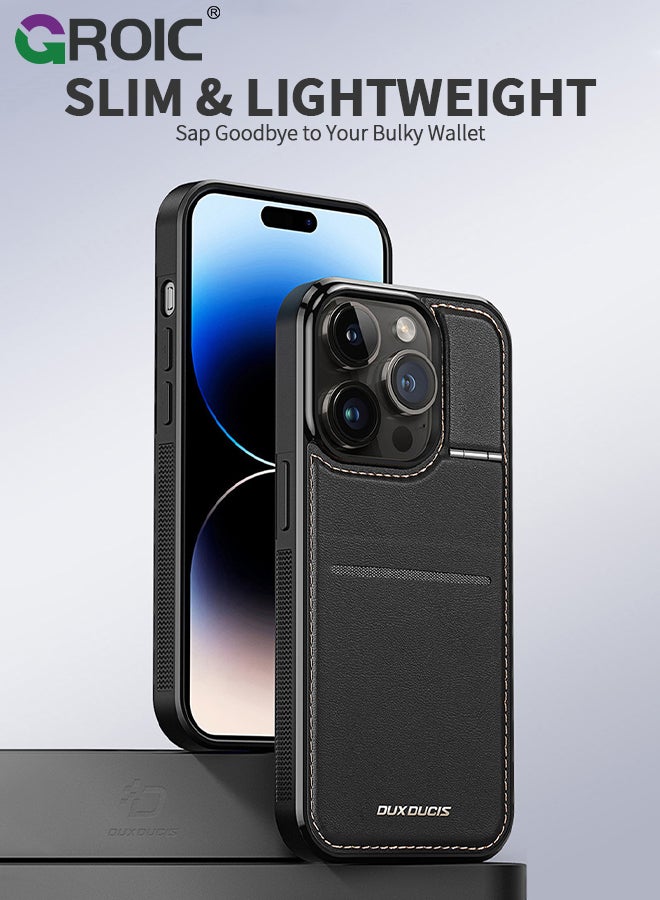 GROIC iPhone 15 Pro Black Wallet case for Men iPhone 15 Pro Case with Card Holder iPhone 15 Pro Case for Women Magsafe Compatible Wallet 3 in 1 for Men  - Image 2