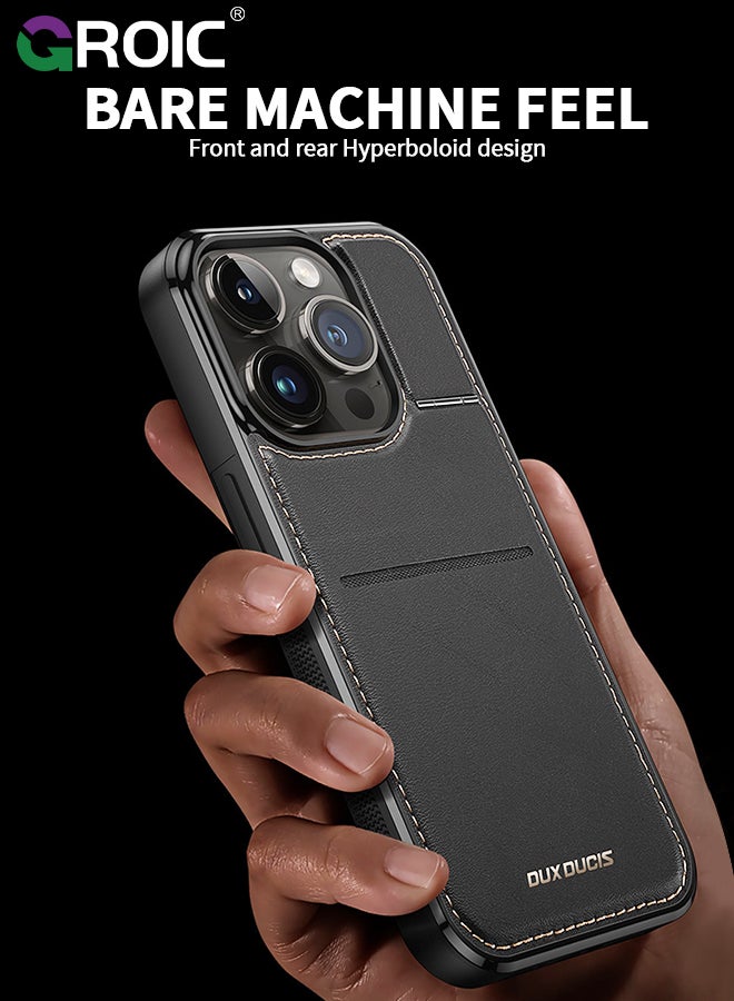 GROIC iPhone 15 Pro Black Wallet case for Men iPhone 15 Pro Case with Card Holder iPhone 15 Pro Case for Women Magsafe Compatible Wallet 3 in 1 for Men  - Image 4