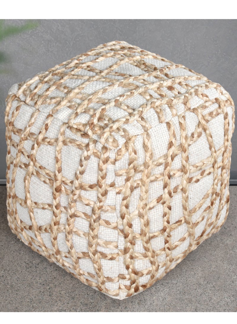 لوفت - كوتي، بوف مربع، 40×40×40 سم، قماش، عاجي/طبيعي - Image 1
