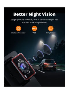 Kingslim D4 4K Dual Dash Cam with Built-in WiFi GPS, Front 4K/2.5K Rear 1080P Dual Dash Camera for Cars , 3" IPS Touchscreen 170° FOV Dashboard Camera with Sony Starvis Sensor, Support 256GB Max  - Image 4