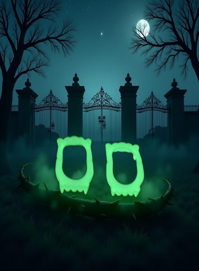 Labriciyon 2Pcs Green Vampire Teeth Fangs Glow in The Dark Plastic Fake Vampire Teeth Sharp Teeth Halloween Decor Luminous Dentures Gags and Practical Joke Ornaments,Gags and Practical,Novelty - Image 2