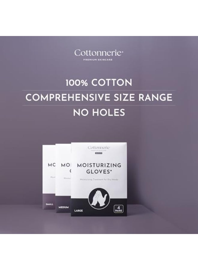 COTTONNERIE 4 Pairs Cottonnerie Basics Cotton Gloves for Dry Hands Sleeping Moisturizing Gloves Overnight Hand Moisturizer Gloves Moisture Gloves for Dry Hands Overnight Sleeping Gloves Small - Image 3