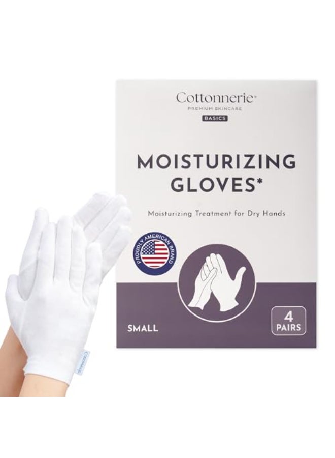 COTTONNERIE 4 Pairs Cottonnerie Basics Cotton Gloves for Dry Hands Sleeping Moisturizing Gloves Overnight Hand Moisturizer Gloves Moisture Gloves for Dry Hands Overnight Sleeping Gloves Small - Image 1