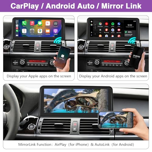 NINETOM 10.25 inch Touchscreen Wireless CarPlay Android Auto Multimedia Car Radio Receiver Compatible with BMW X5 X6 Series CIC System, E70/E71 (2009-2013) - Image 4