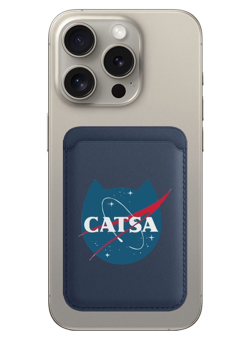 Theodor Magnetic Wallet, Compatible with MagSafe Wallet, for iPhone Wallet, for iPhone 16/15/14/13/12 Series, Not for iPhone 13/12 mini, 3 Card Holder, Vegan Leather, Navy - Catsa-01 - Image 1