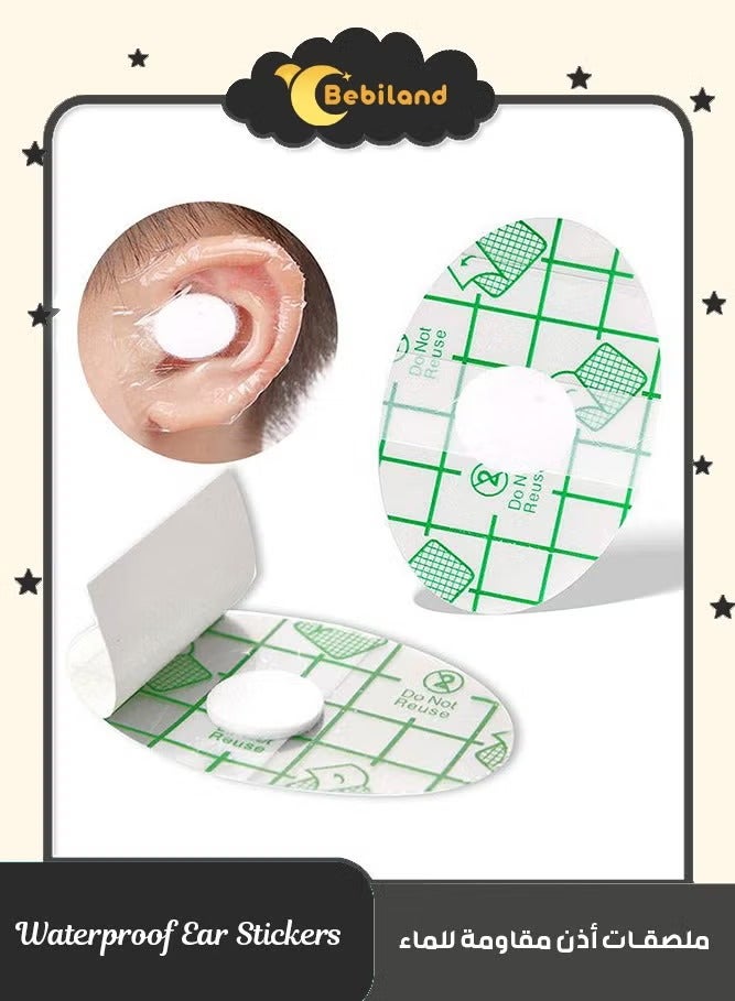 Bebiland 60 Piece Baby Waterproof Ear Stickers with Absorbent Cotton Newborn Ear Protector for Bathing Swimming Showering Surfing Snorkeling and Other Water Sports - Image 1