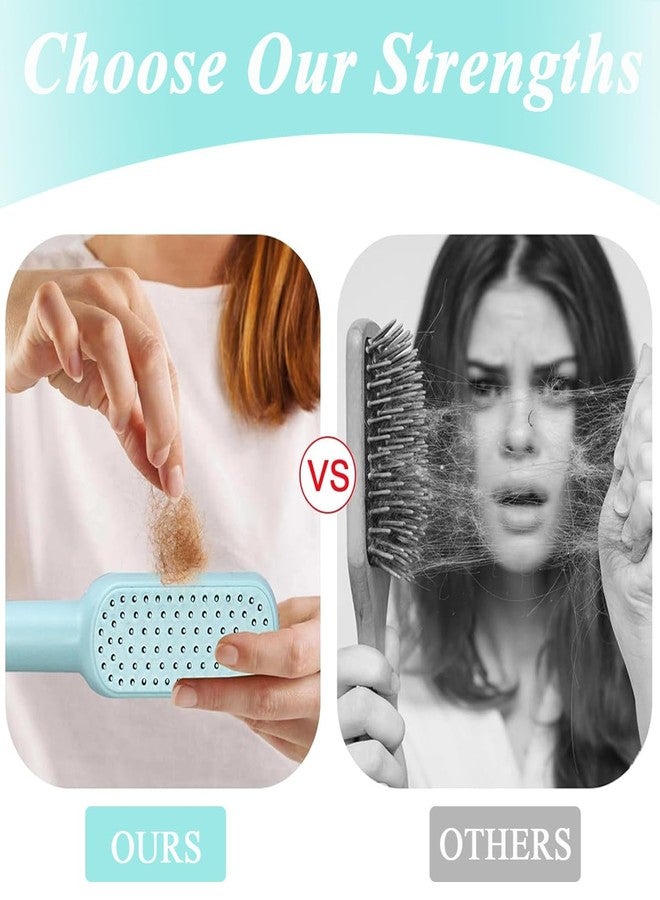MAYCREATE® Self Cleaning Hair Brush for Women Detangling Air Cushion Bristle Comb Anti-static Hair Comb Travel Hair Styling Brush with One-Push Hair Removal Function and Comfortable Massage Design - Image 4