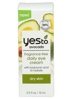 Yes To Avocado Fragrance Free Daily Eye Cream Nourishing Eye Treatment To Hydrate Under Eye Skin & Smooth Fine Lines With Hyaluronic Acid & Omega 3Fatty Acids Natural & Cruelty Free 0.5 Fl Oz  - Image 1