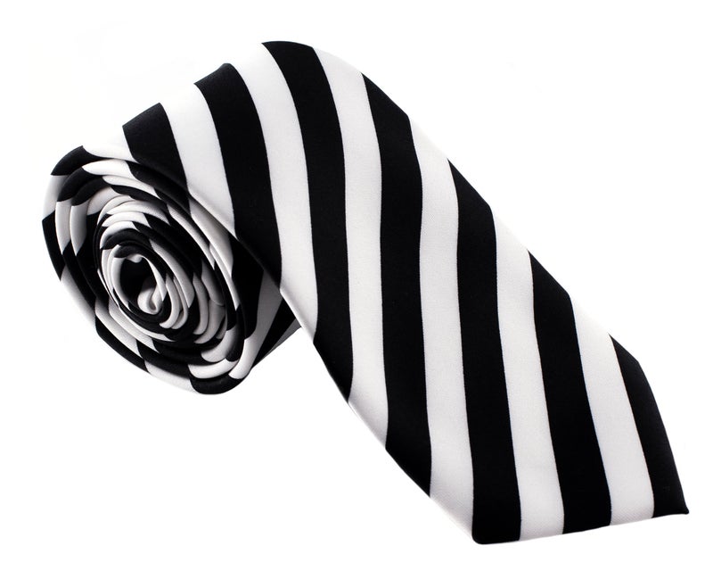 Man of Men Tie - Striped - Black & White - Image 1