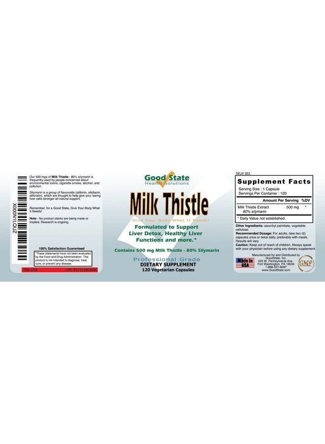 Good State Good State - Milk Thistle Extract - (500 mg) (80% silymarin) (120 veggie capsules)  - Image 2