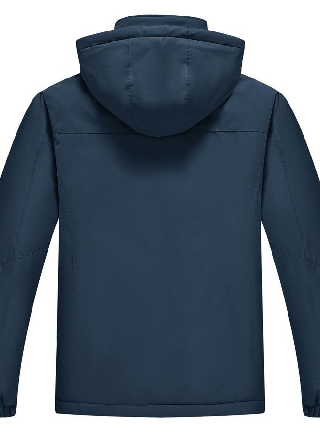 TBMPOY Men's Winter Coat Waterproof Warm Ski Snow Insulated Jacket Fleece Lined Snowboard Hooded Raincoat(Denim Blue,XL) - Image 3