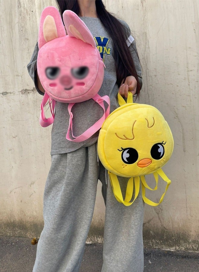 NIBEMINENT Straykids SKZOO Mini Cute Plush Backpack Schoolbag - Grey Wolfchan  - Image 3
