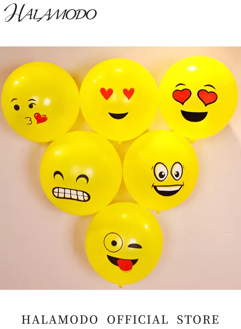 10-Piece Smiley Face Emoji Balloons Set Fun Yellow Birthday Party Decorations Cartoon Happy Face Balloons for Celebrations Events and Festive Occasions - Image 2