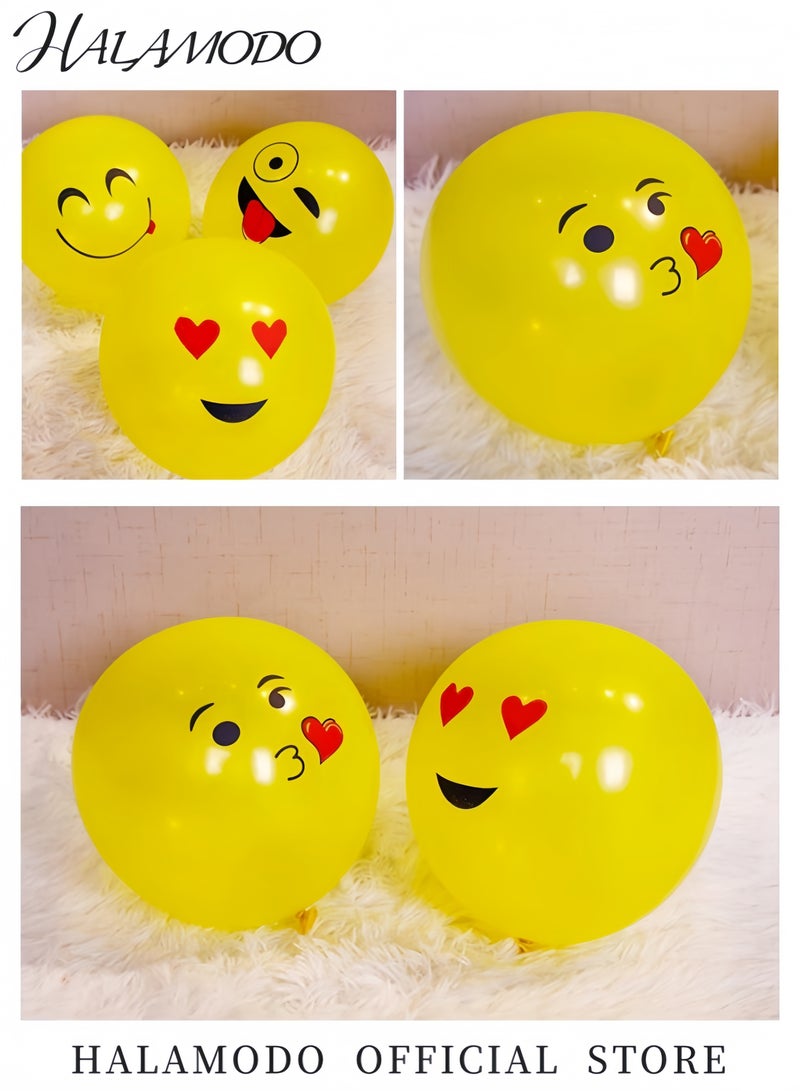 10-Piece Smiley Face Emoji Balloons Set Fun Yellow Birthday Party Decorations Cartoon Happy Face Balloons for Celebrations Events and Festive Occasions - Image 4